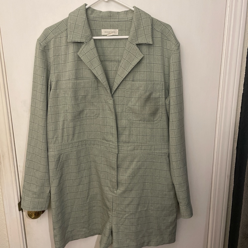 Treasure & Bond Green Shorts Jumpsuit